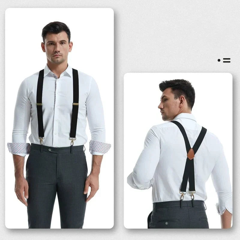 Suspenders | X-Back Adjustable & Lightweight | 4 Removable Clips