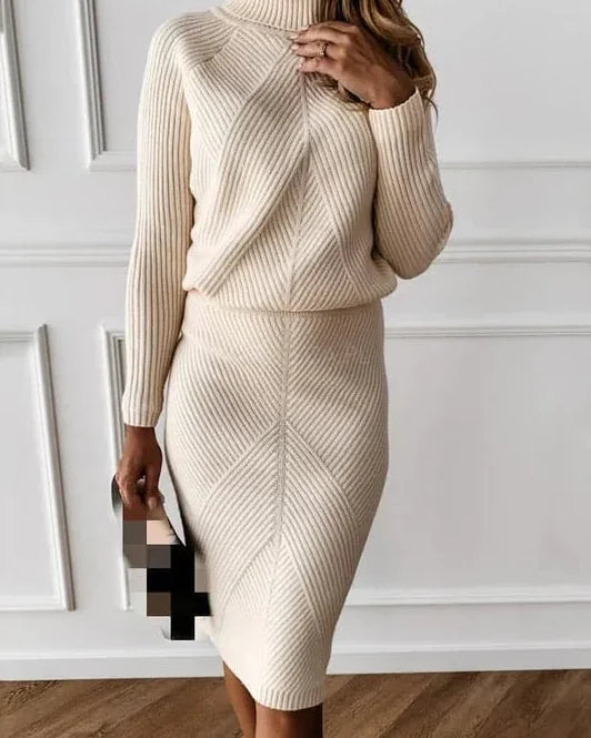 Sweater Dress – Black Mock Neck Midi