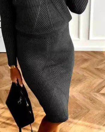 Sweater Dress – Black Mock Neck Midi
