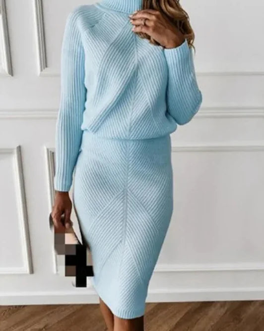 Sweater Dress – Black Mock Neck Midi