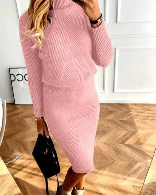 Sweater Dress – Black Mock Neck Midi