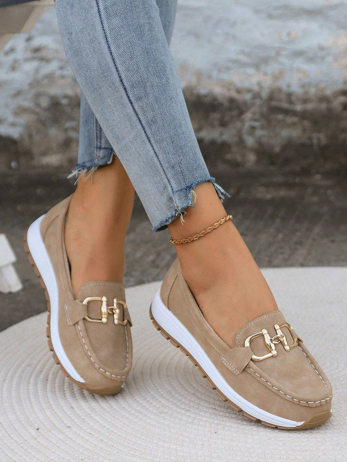 Sylvestre | Women's Suede Loafers with Metallic Accent