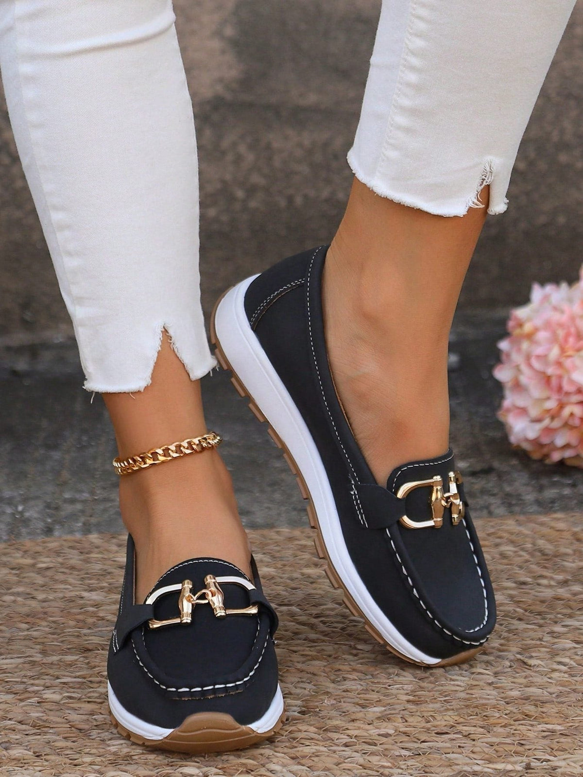 Sylvestre | Women's Suede Loafers with Metallic Accent