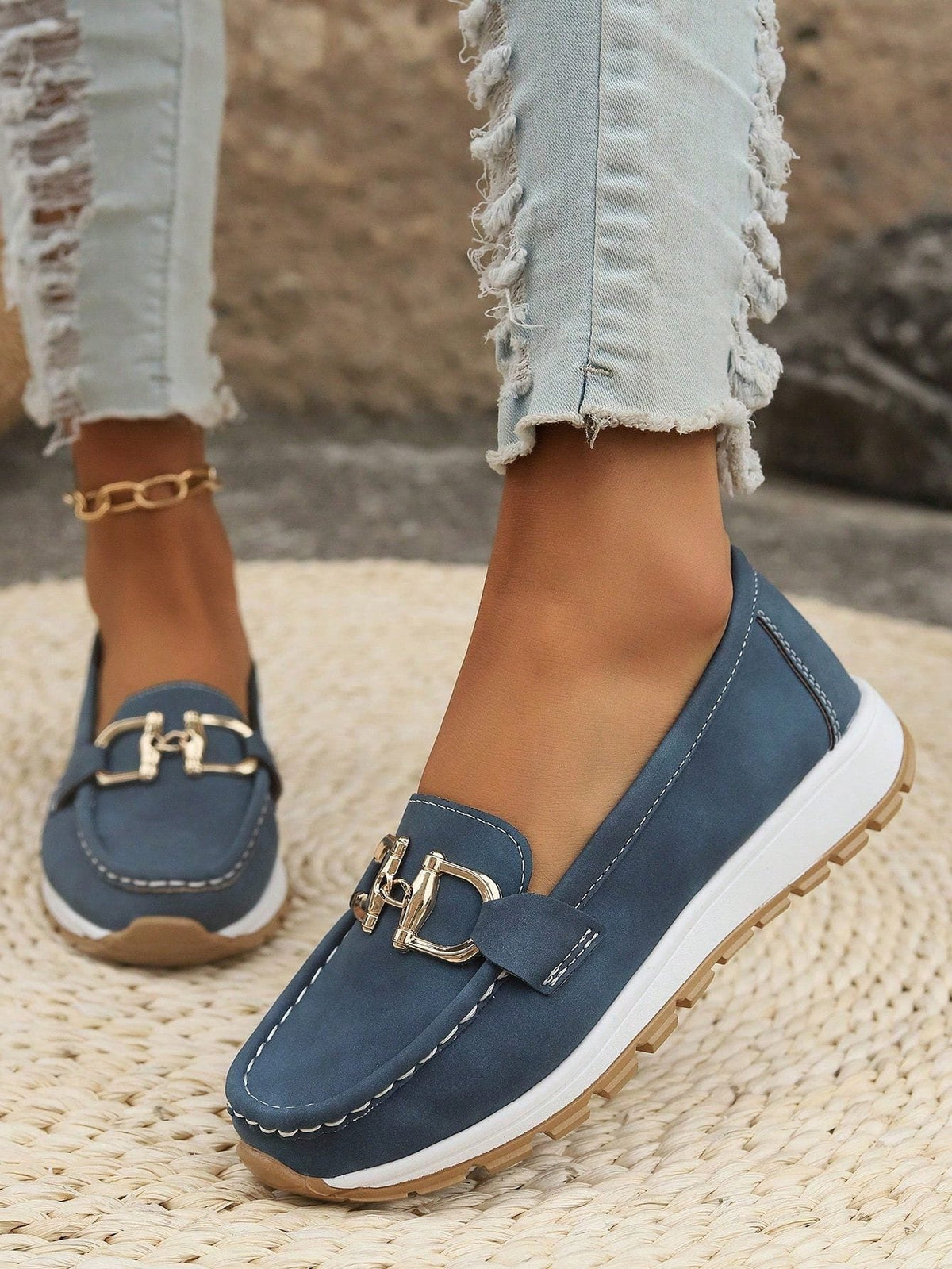 Sylvestre | Women's Suede Loafers with Metallic Accent
