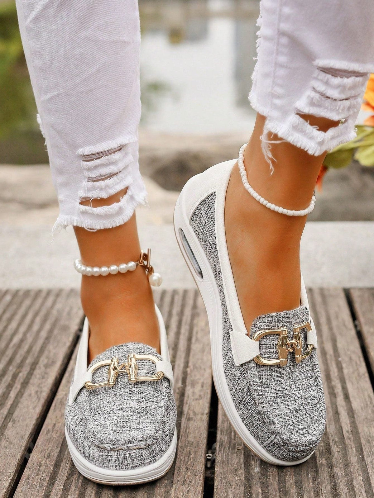 Sylvestre | Women's Suede Loafers with Metallic Accent