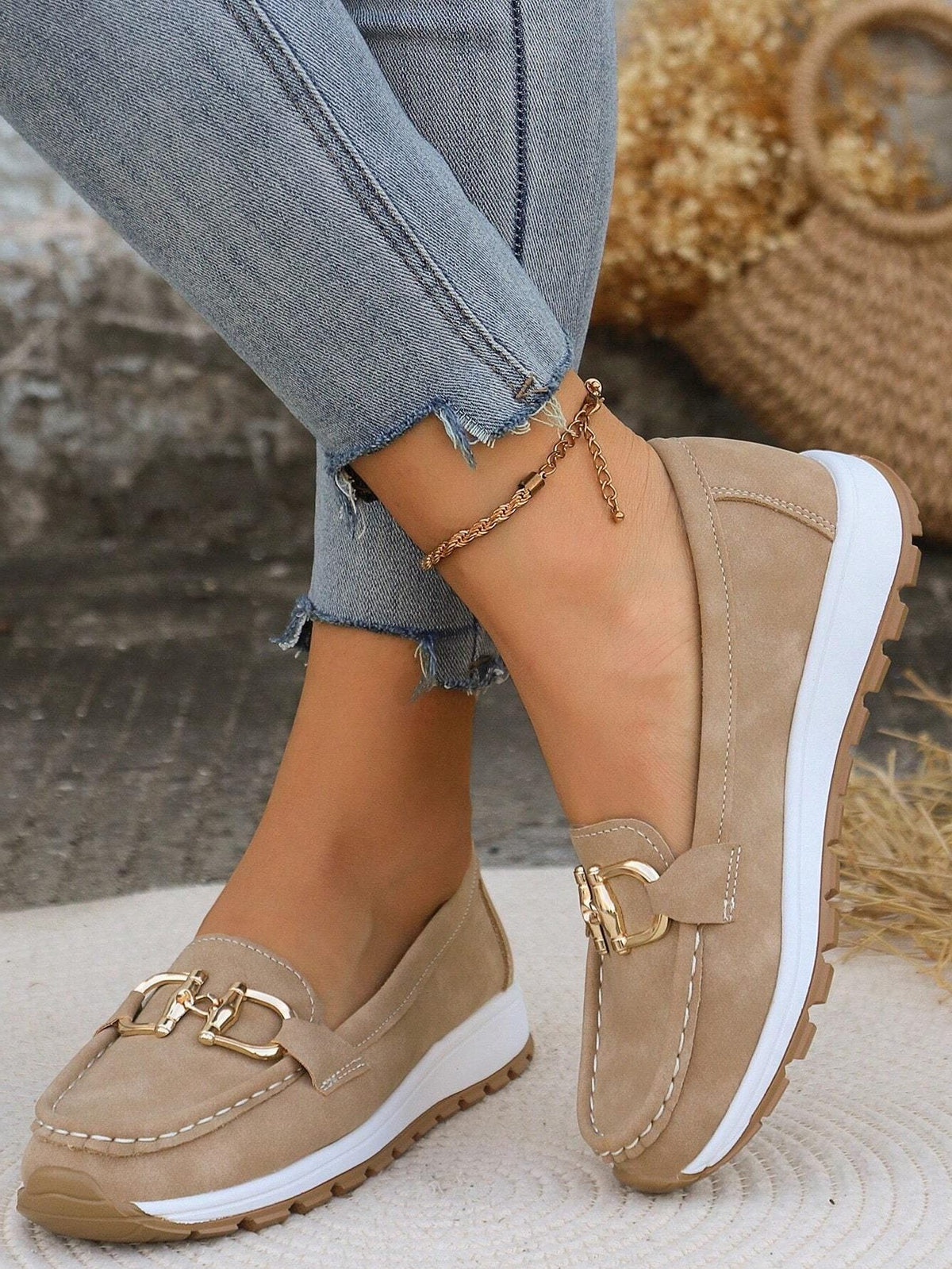 Sylvestre | Women's Suede Loafers with Metallic Accent