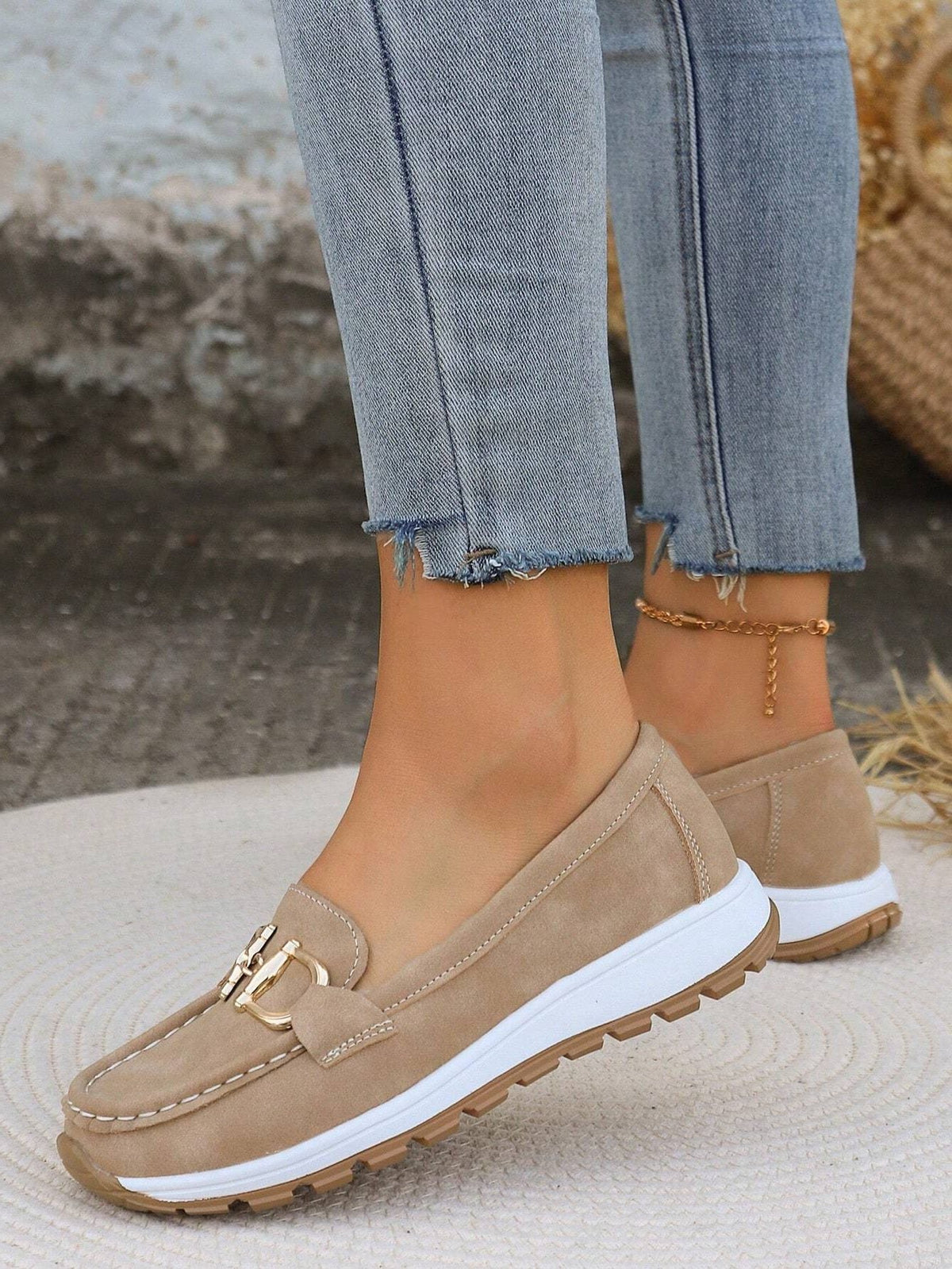 Sylvestre | Women's Suede Loafers with Metallic Accent