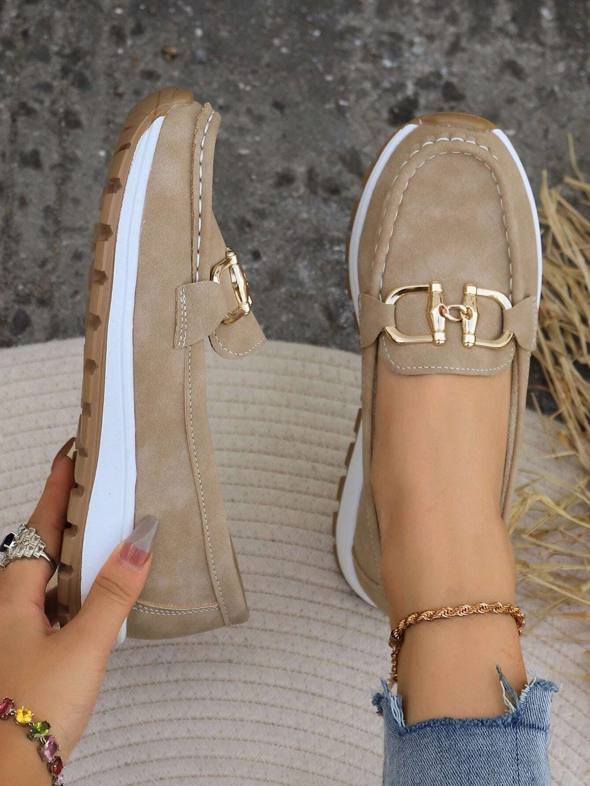 Sylvestre | Women's Suede Loafers with Metallic Accent