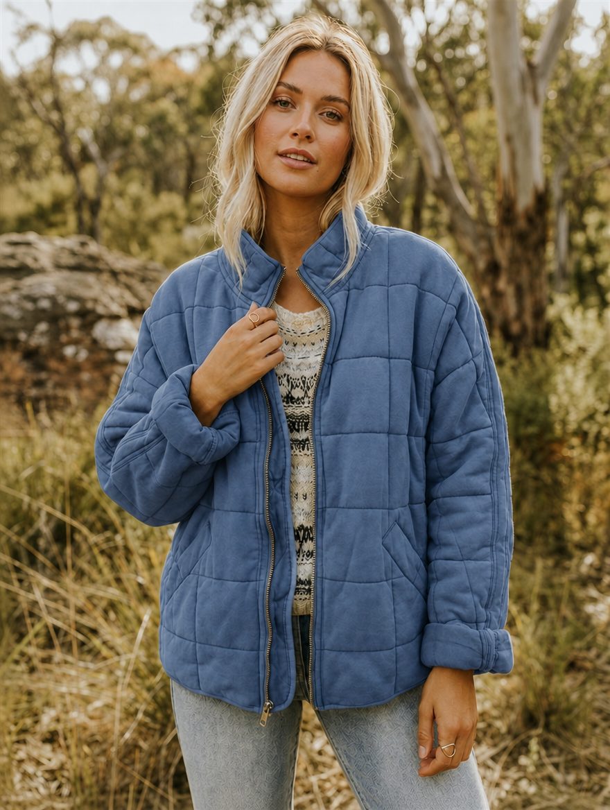 Tabitha | Diamond Quilted Jacket with Stand Collar for Women