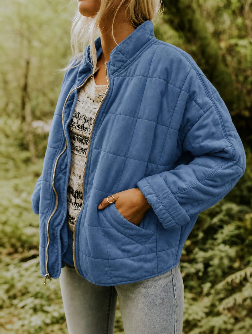 Tabitha | Diamond Quilted Jacket with Stand Collar for Women