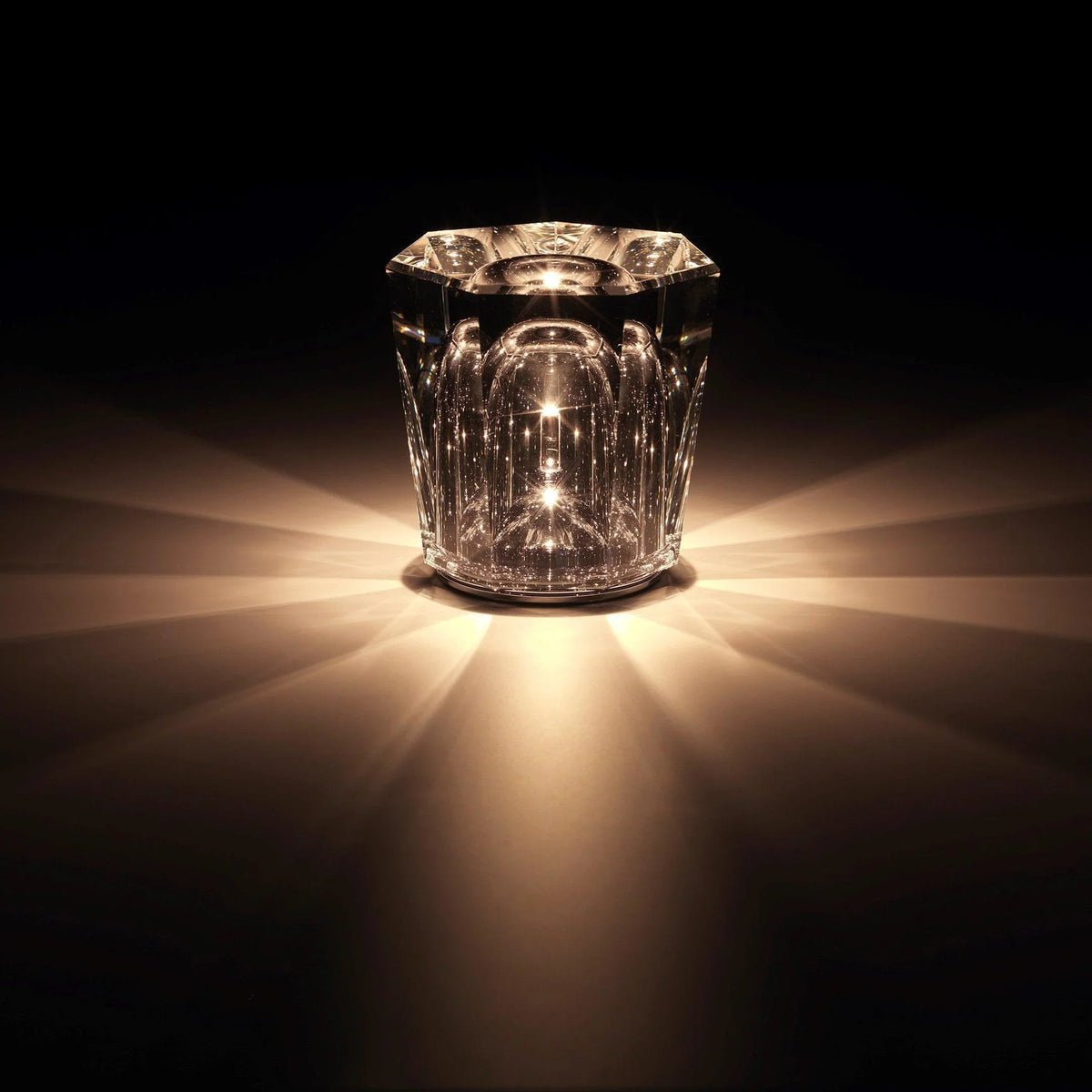 Table Lamp | Diamond-Cut Crystal Prism Shade & USB Rechargeable