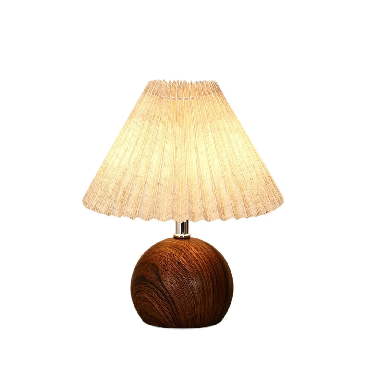 Table Lamp | Pleated Fabric Shade & Wood Base