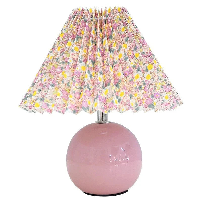 Table Lamp | Pleated Fabric Shade & Wood Base