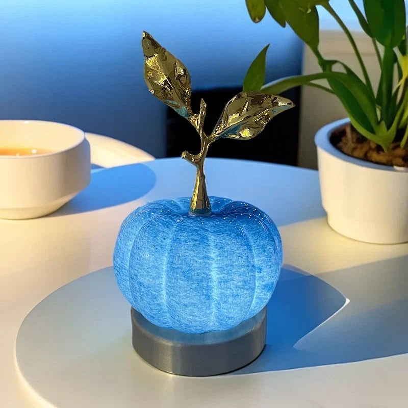 Table Lamp | Pumpkin-Shaped Glass & Touch Control | USB Powered
