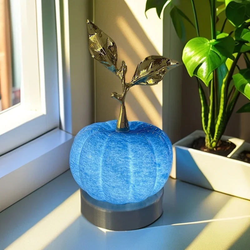 Table Lamp | Pumpkin-Shaped Glass & Touch Control | USB Powered