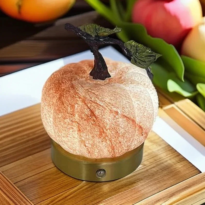 Table Lamp | Pumpkin-Shaped Glass & Touch Control | USB Powered
