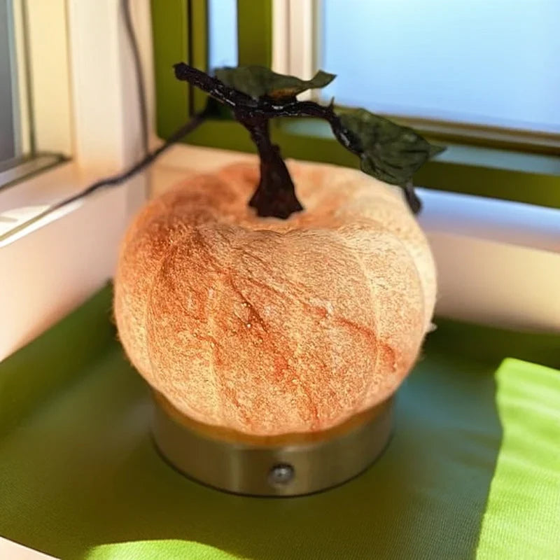 Table Lamp | Pumpkin-Shaped Glass & Touch Control | USB Powered