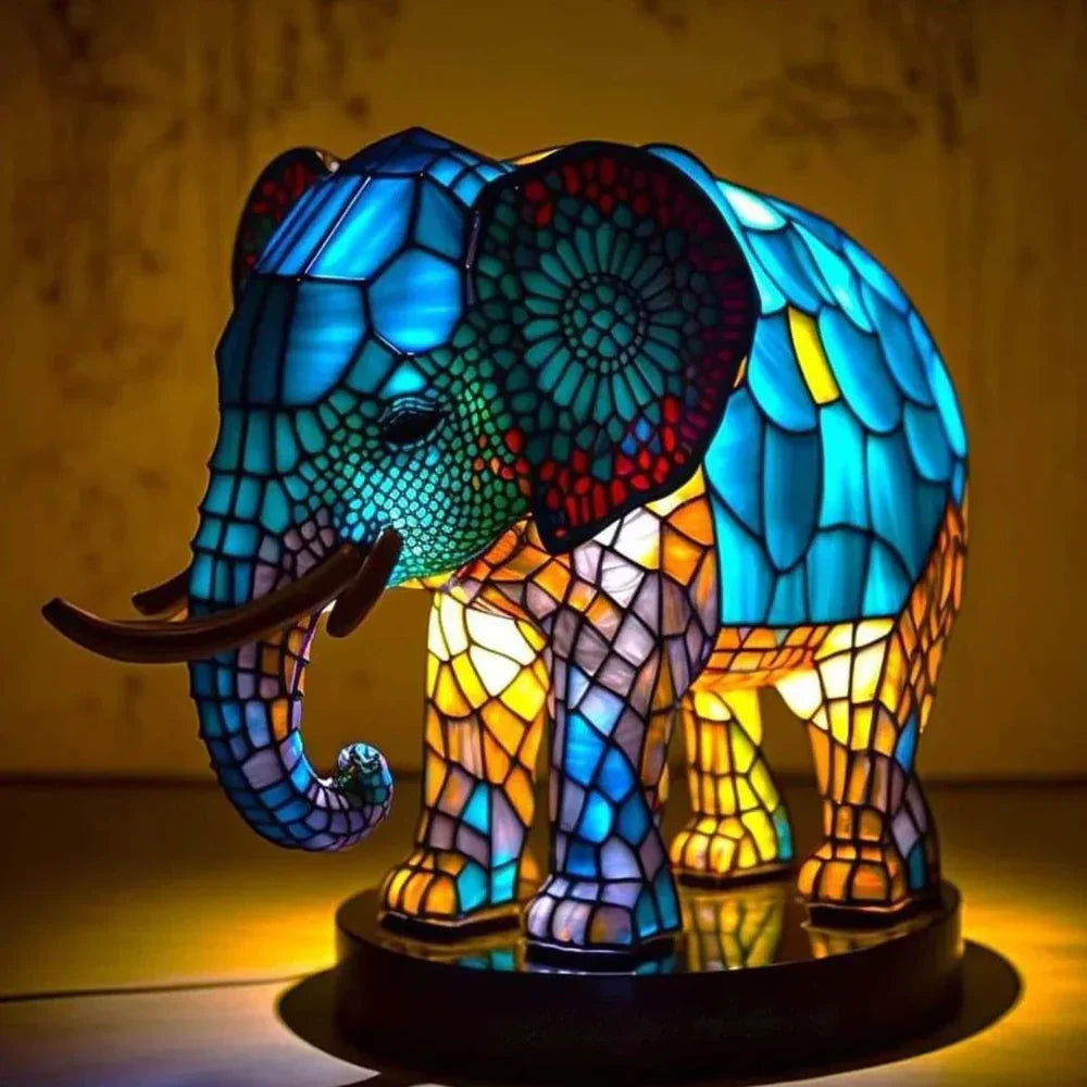 Table Lamp | Stained-Glass Animal Print | 15 cm Glass Shade