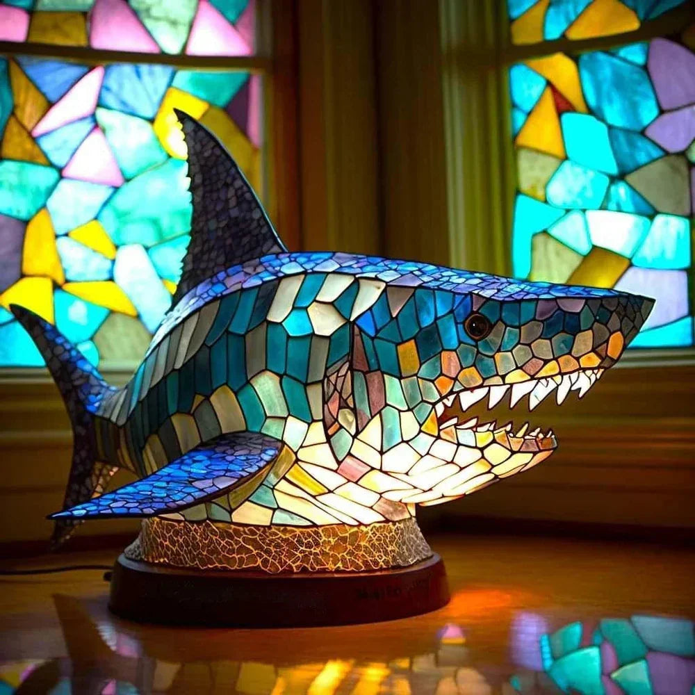 Table Lamp | Stained-Glass Animal Print | 15 cm Glass Shade