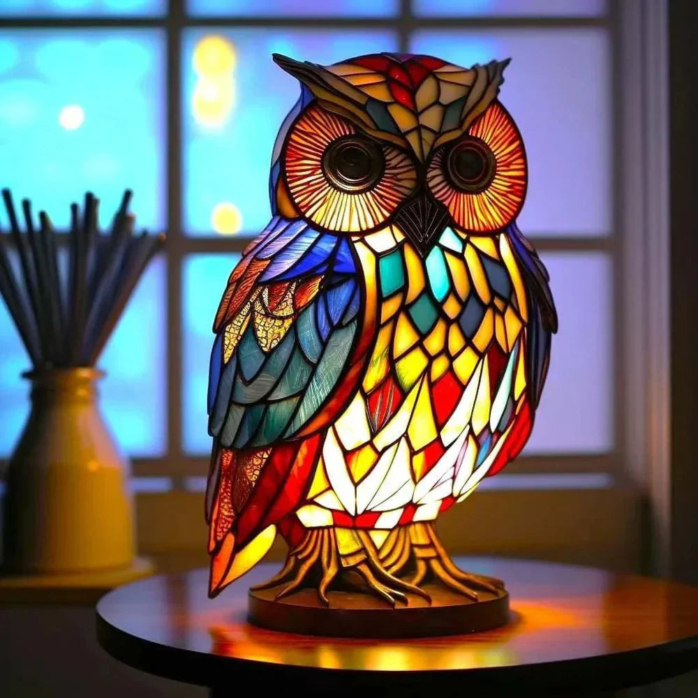 Table Lamp | Stained-Glass Animal Print | 15 cm Glass Shade