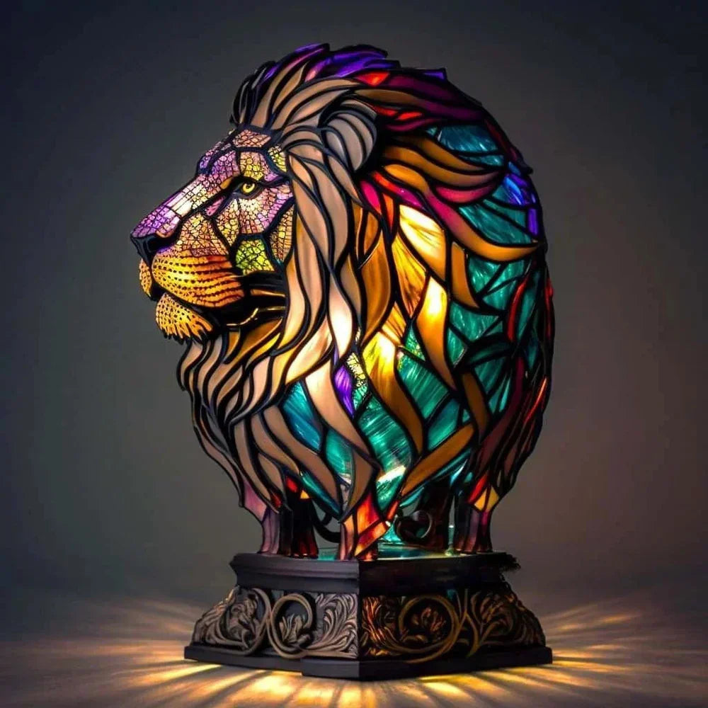 Table Lamp | Stained-Glass Animal Print | 15 cm Glass Shade