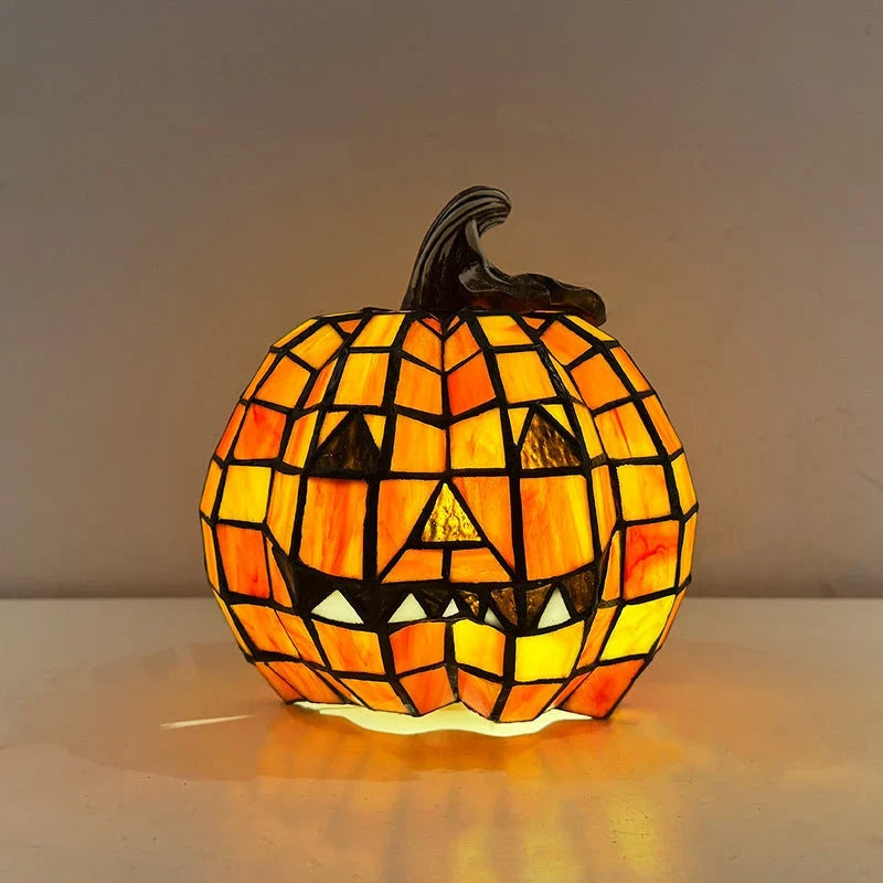 Table Lamp | Stained Glass Jack-O'-Lantern | Plug-In