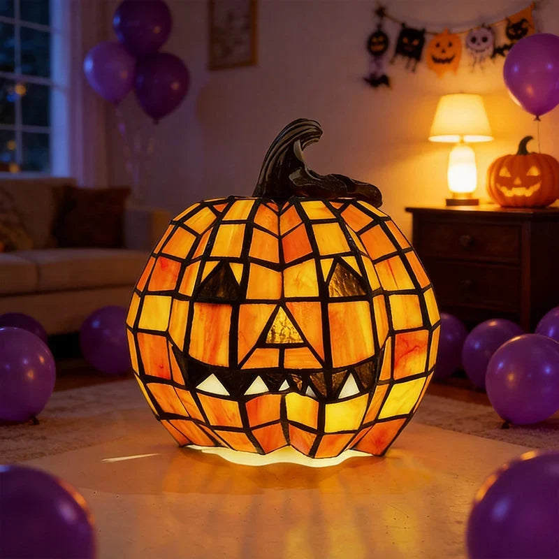 Table Lamp | Stained Glass Jack-O'-Lantern | Plug-In