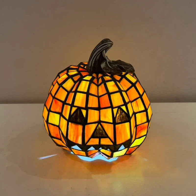 Table Lamp | Stained Glass Jack-O'-Lantern | Plug-In