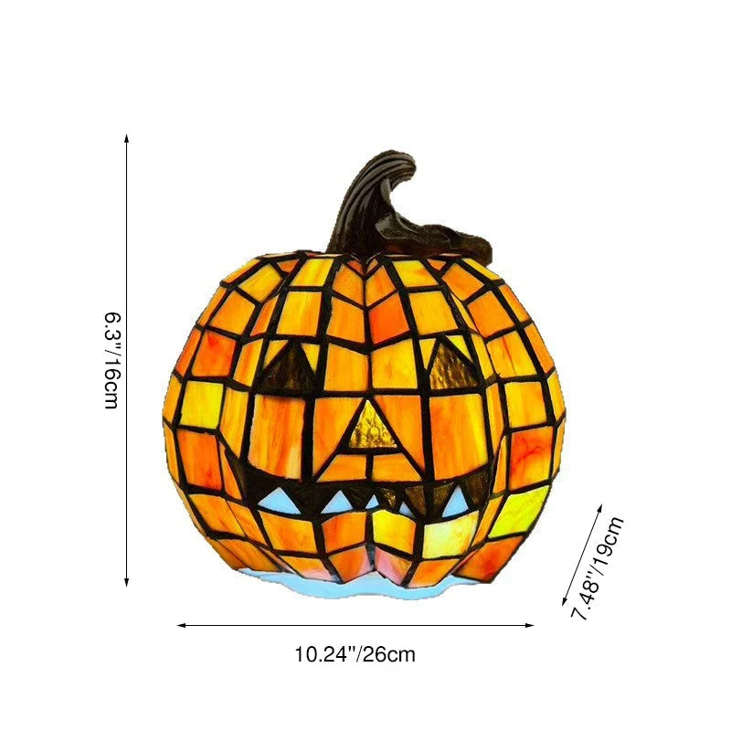 Table Lamp | Stained Glass Jack-O'-Lantern | Plug-In