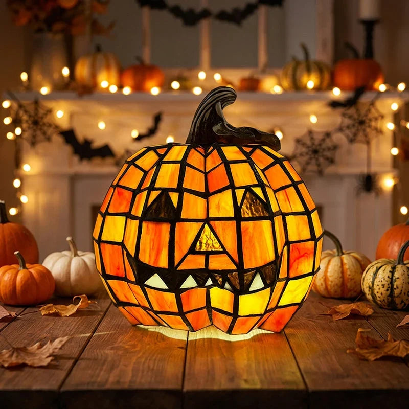Table Lamp | Stained Glass Jack-O'-Lantern | Plug-In