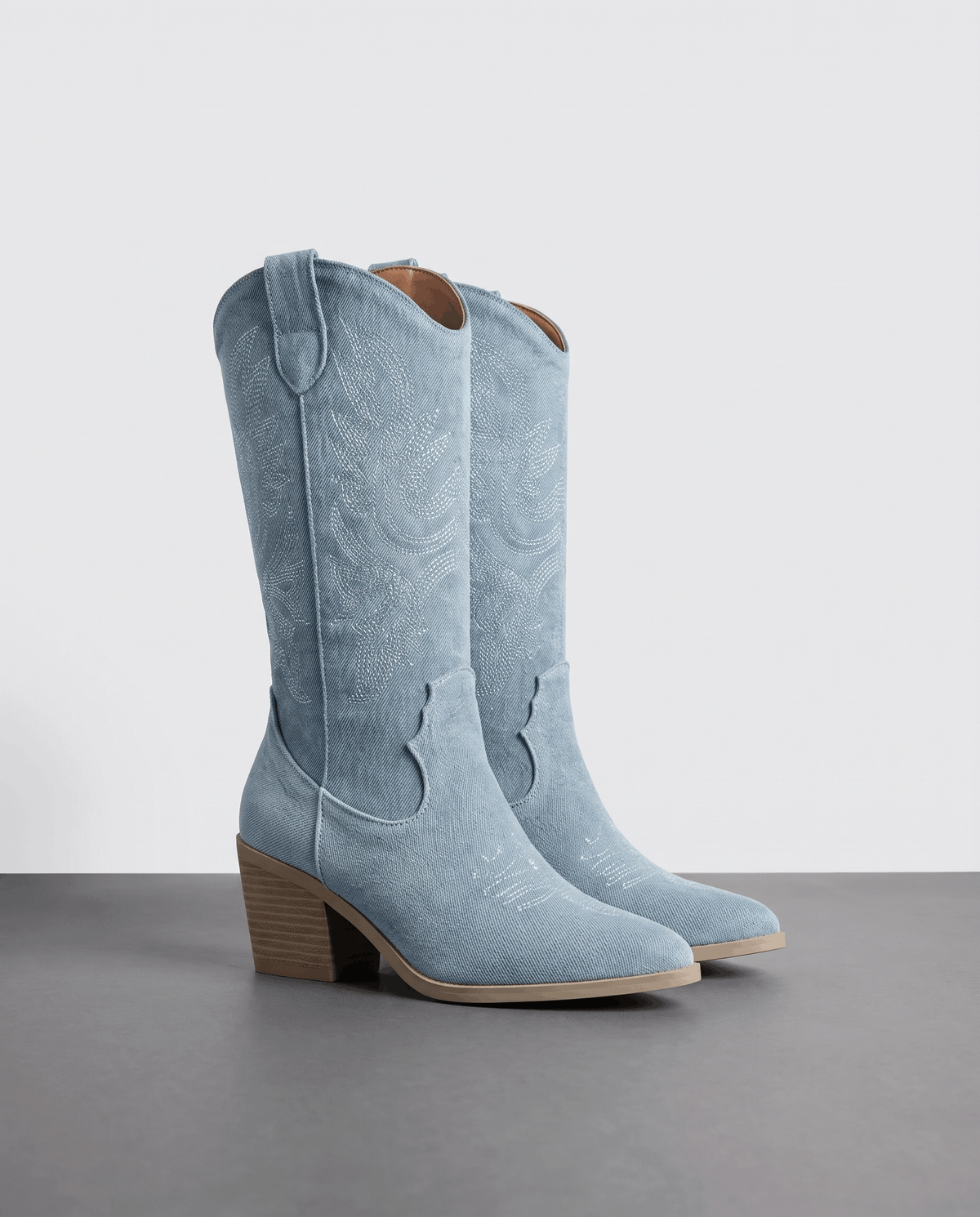 Tall Cowboy Boots – Textured Upper, Block Heel & Pointed Toe | Nancy