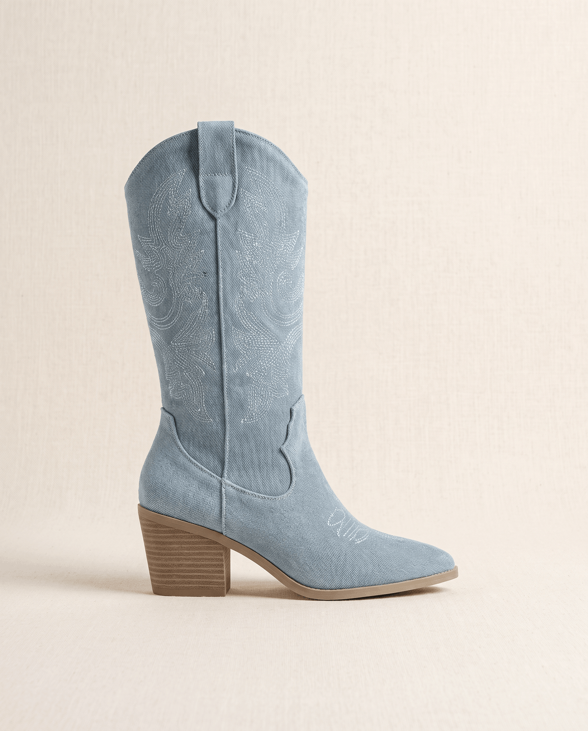 Tall Cowboy Boots – Textured Upper, Block Heel & Pointed Toe | Nancy