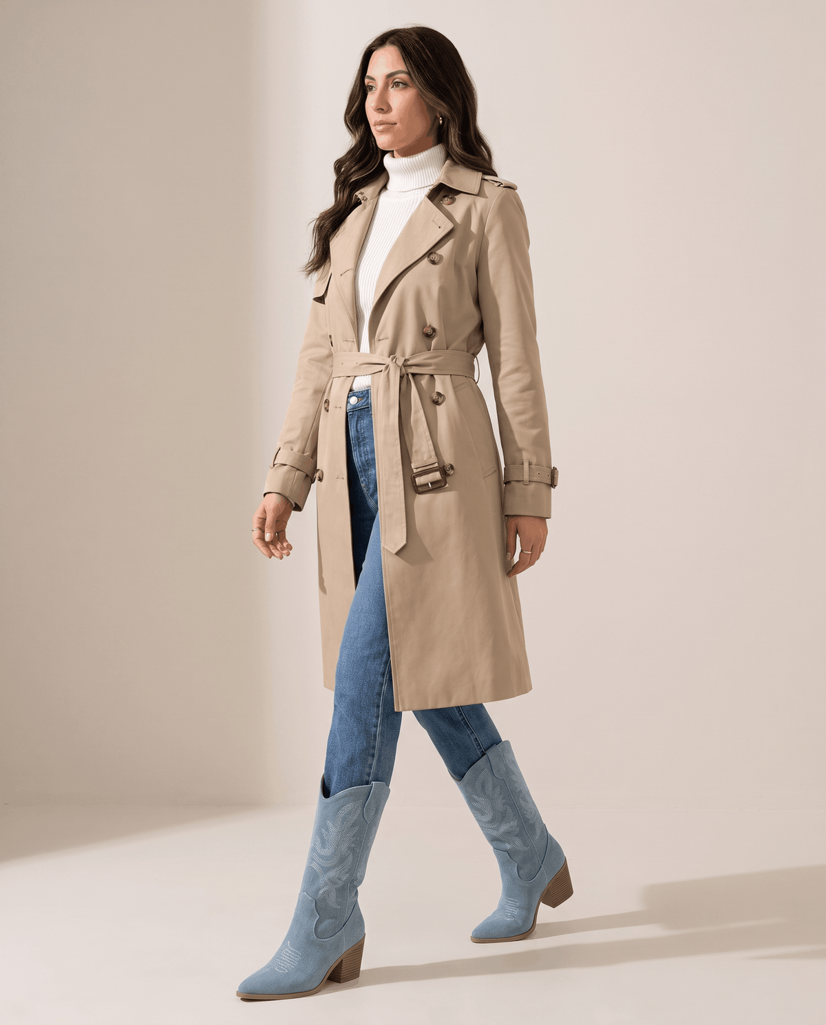 Tall Cowboy Boots – Textured Upper, Block Heel & Pointed Toe | Nancy