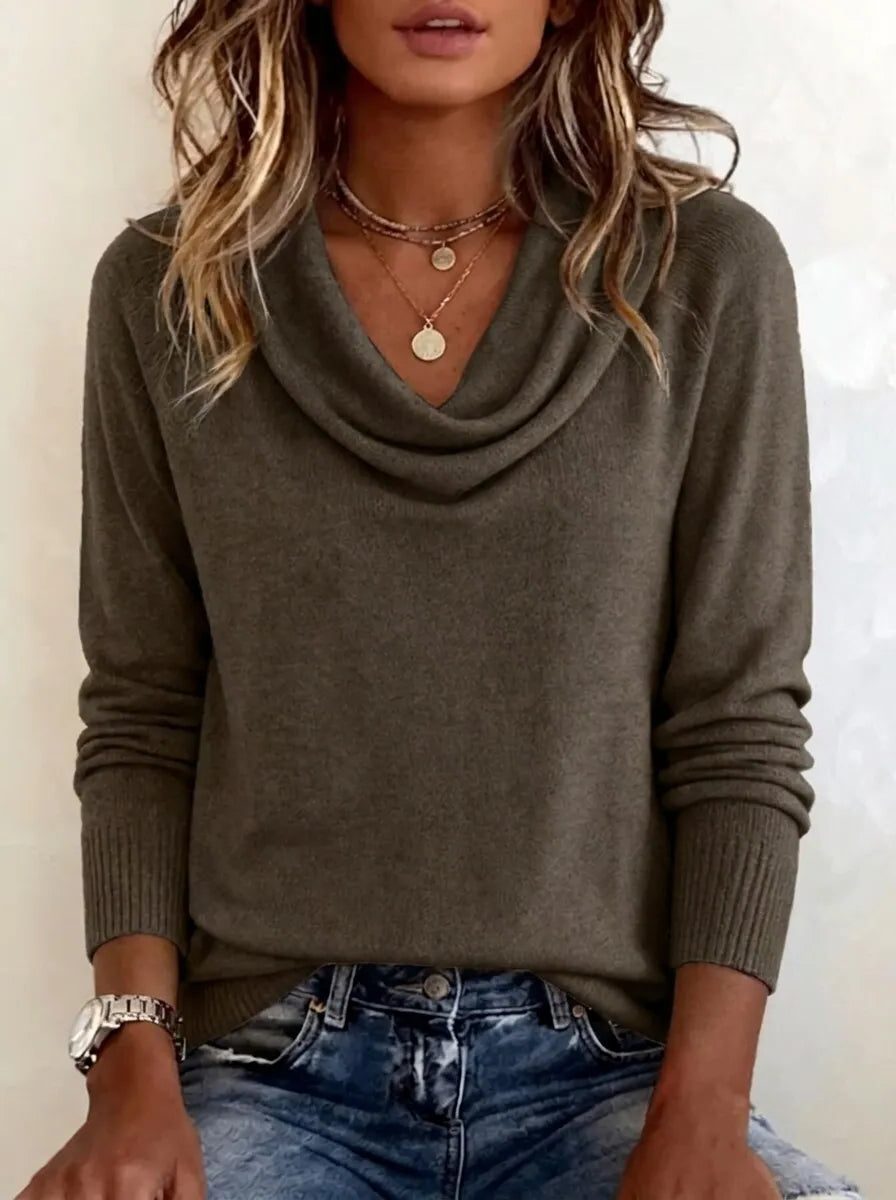 Tamora | Women's Knit Sweater with Cowl Neck and Long Sleeves
