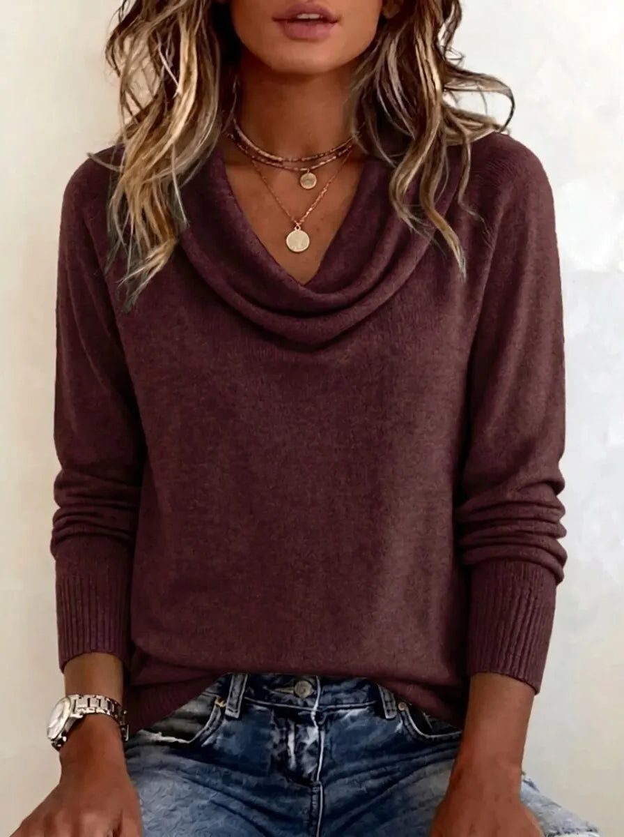 Tamora | Women's Knit Sweater with Cowl Neck and Long Sleeves