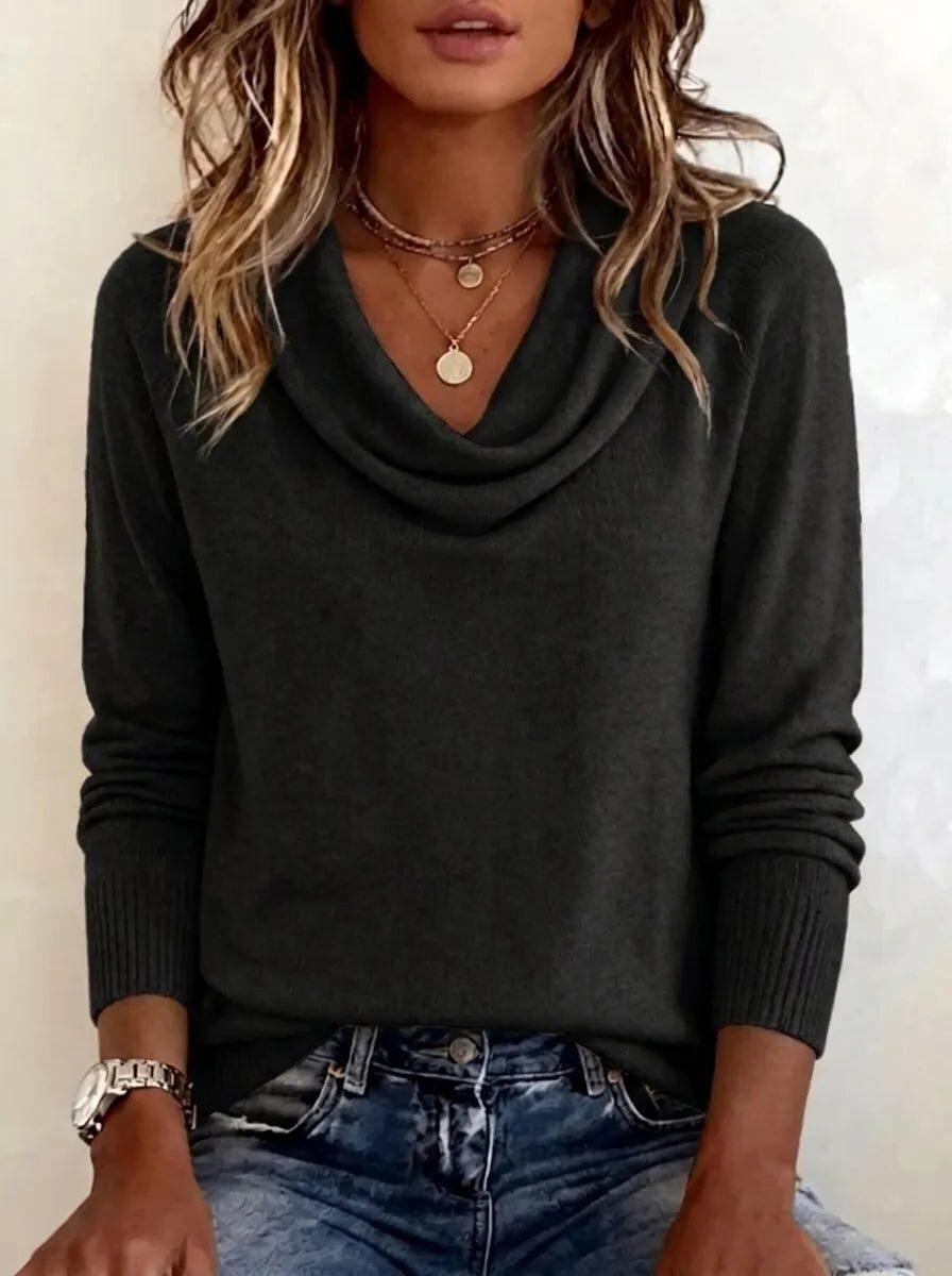 Tamora | Women's Knit Sweater with Cowl Neck and Long Sleeves