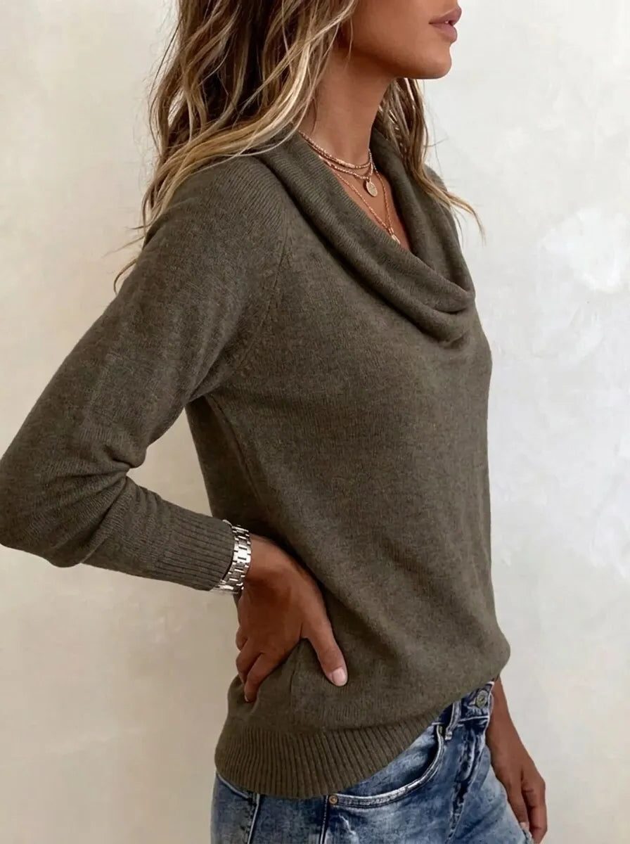 Tamora | Women's Knit Sweater with Cowl Neck and Long Sleeves
