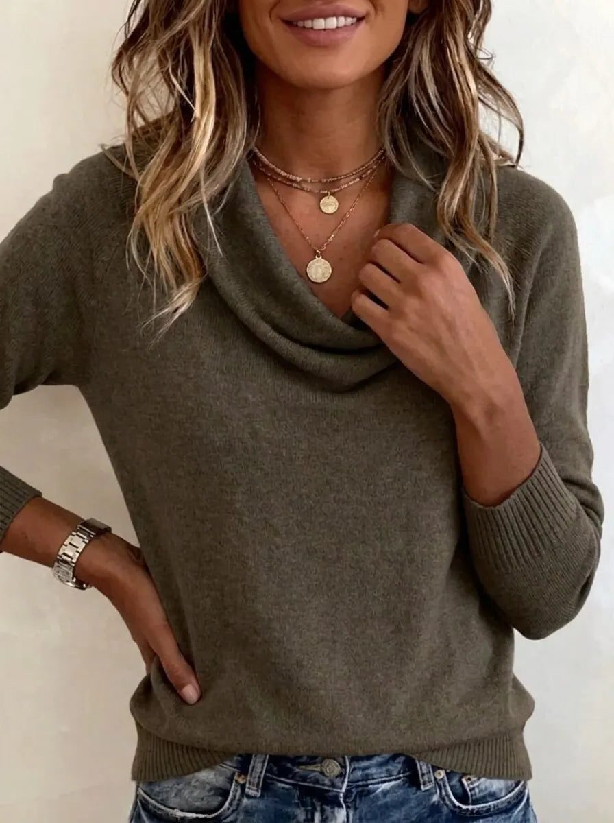 Tamora | Women's Knit Sweater with Cowl Neck and Long Sleeves