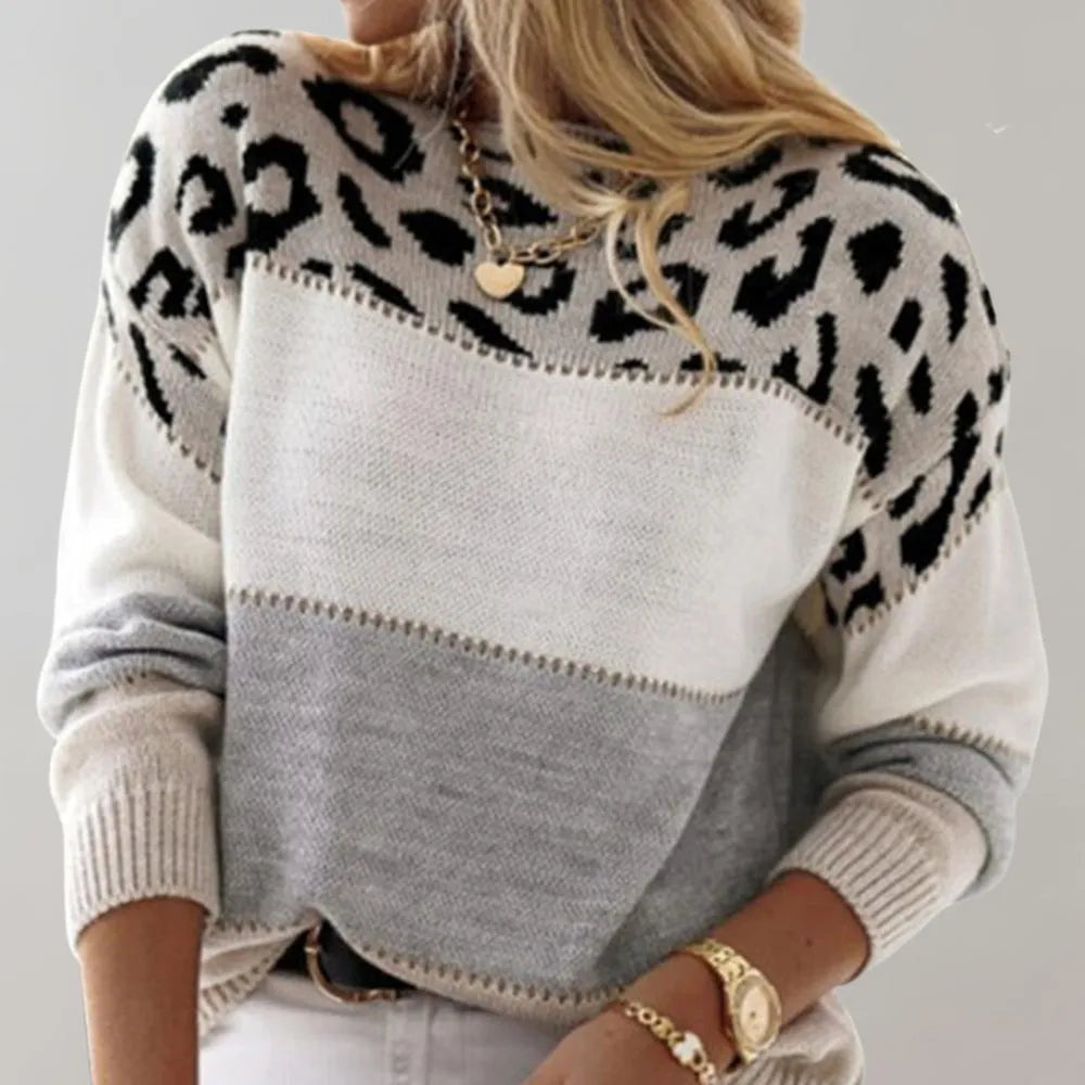 Tamsin | Women's Colorblock Leopard Sweater