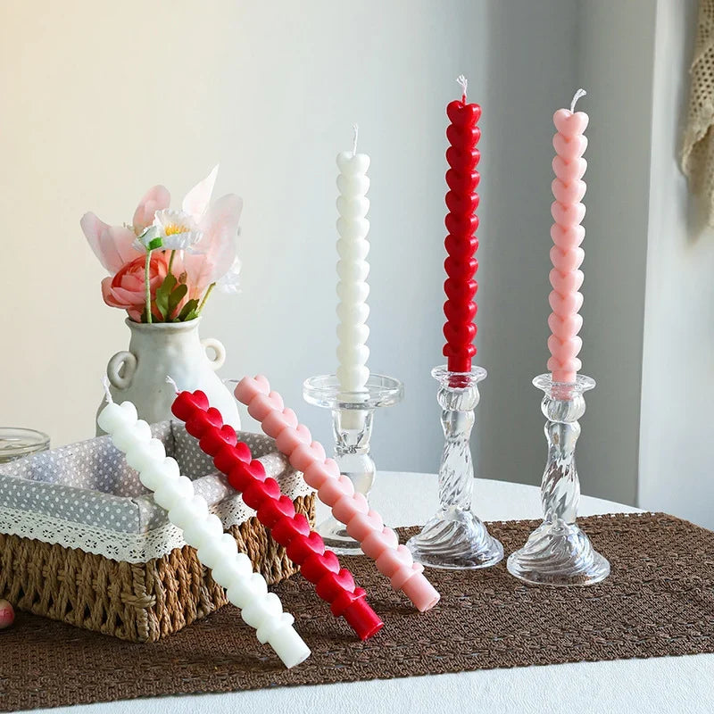 Taper Candle Holder | Ribbed Clear Glass & Weighted Base | Fits Standard Tapers
