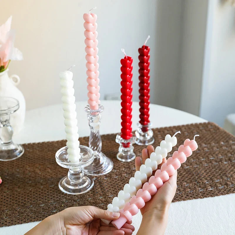 Taper Candle Holder | Ribbed Clear Glass & Weighted Base | Fits Standard Tapers