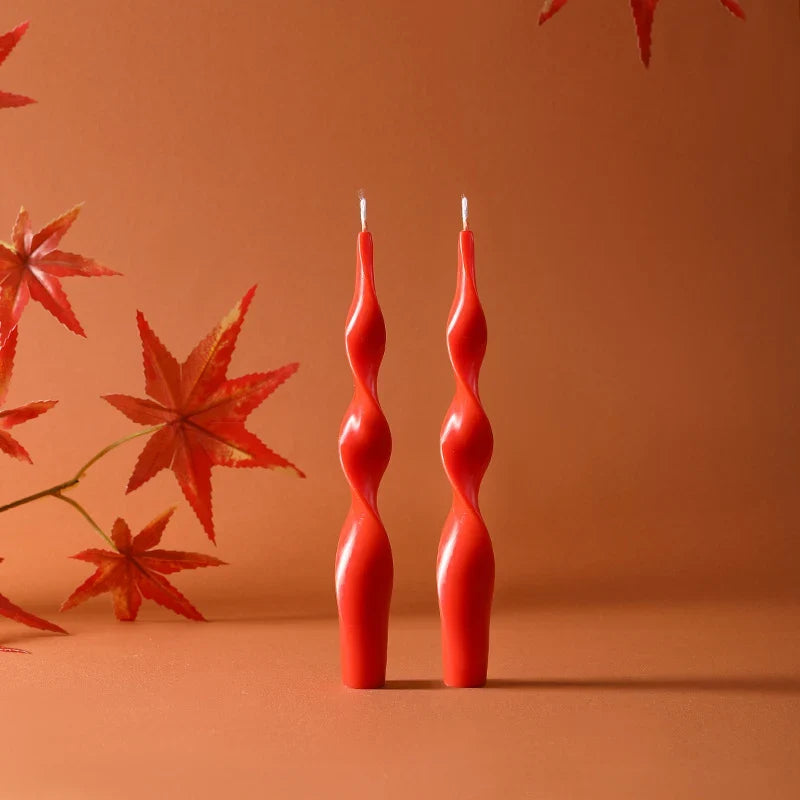 Taper Candle Pair | Sinuous Twist & Drip-Resistant