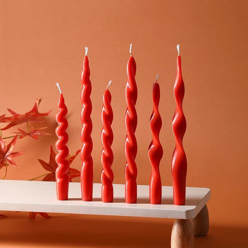 Taper Candle Pair | Sinuous Twist & Drip-Resistant