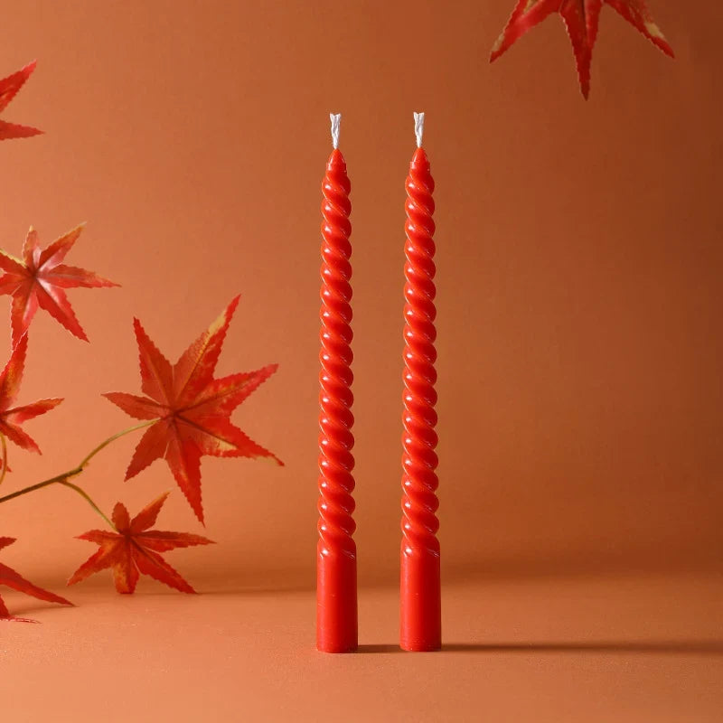 Taper Candle Pair | Sinuous Twist & Drip-Resistant