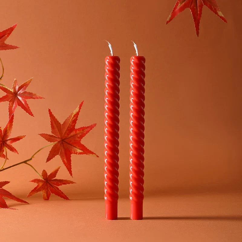 Taper Candle Pair | Sinuous Twist & Drip-Resistant