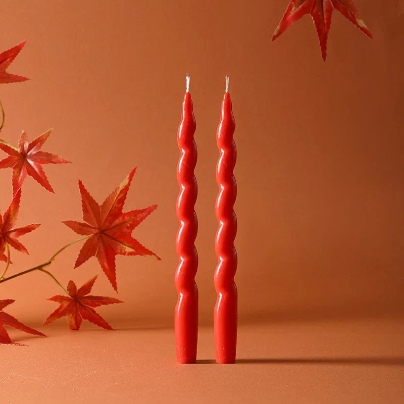 Taper Candle Pair | Sinuous Twist & Drip-Resistant