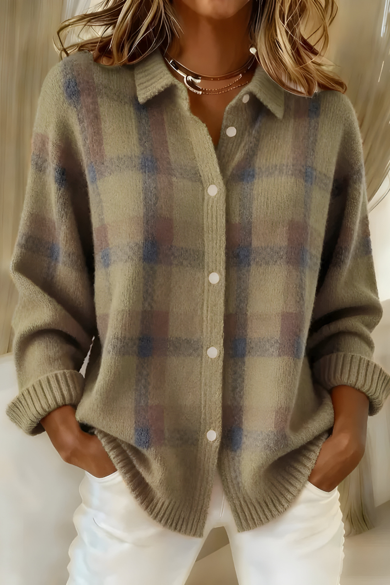 Minna | Plaid Button-Up Plus Size Cardigan