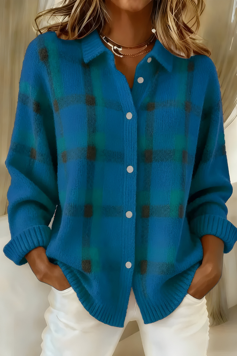 Minna | Plaid Button-Up Plus Size Cardigan