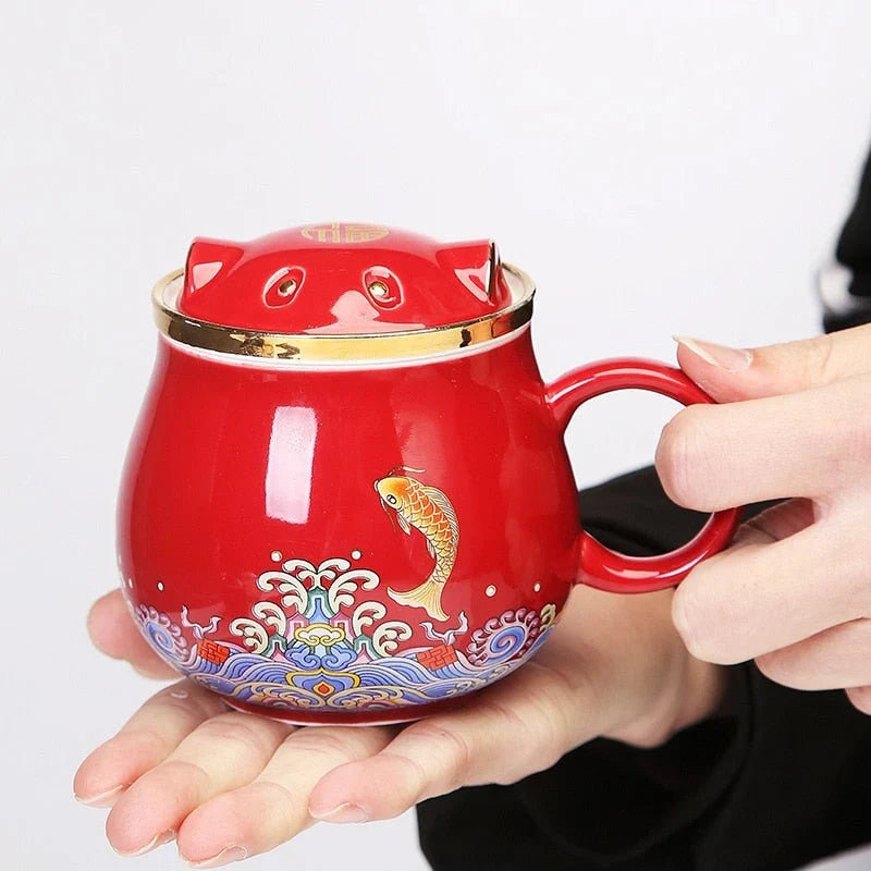 Tea Infuser Cup | Porcelain Removable Infuser Dishwasher & Microwave-Safe