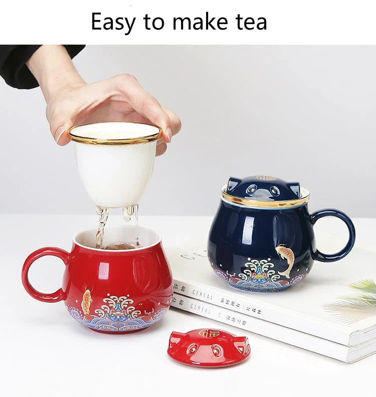 Tea Infuser Cup | Porcelain Removable Infuser Dishwasher & Microwave-Safe